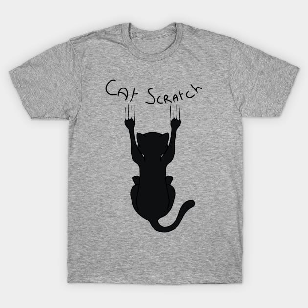 Cat Scratch. Black. T-Shirt by Abrek Art